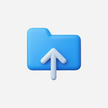 Blue folder icon with upload arrow vector