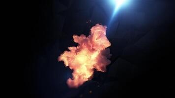 Fiery Explosion with Bright Sparks and Smoke on a Dark Background video