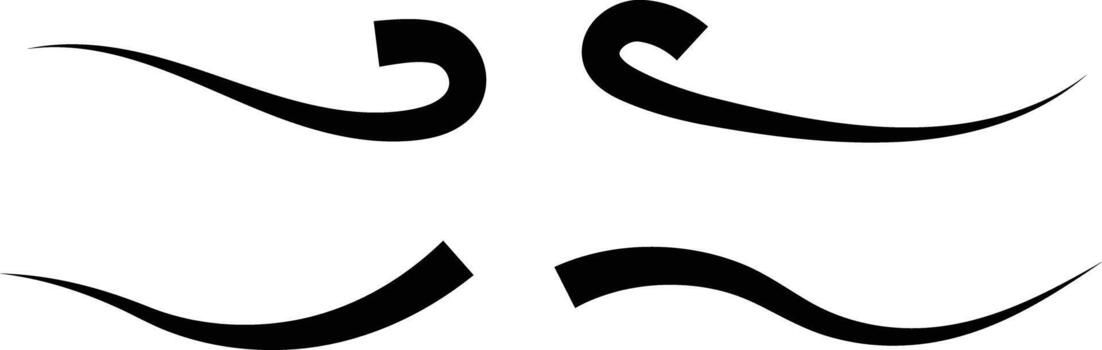 Swoosh and swoop underline. Handwritten underline accent element. Handdrawn scribble pen stroke. Memo note highlight vector