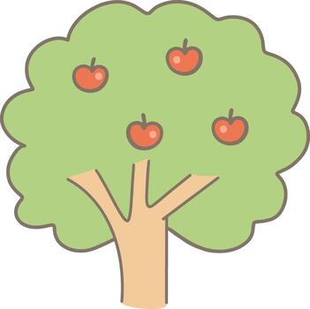an apple tree with apples on it vector