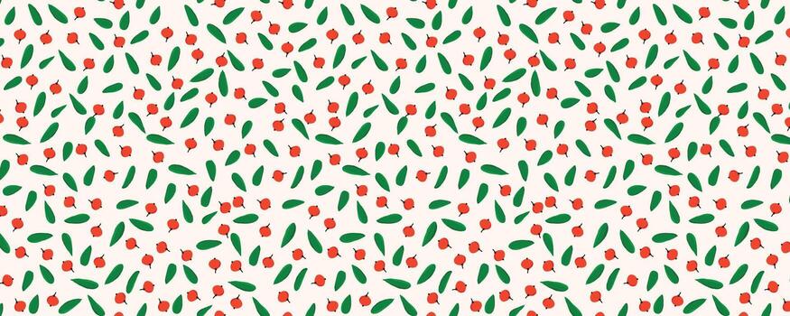 Cute Berries and Leaves Seamless Pattern on White Background. Doodle hand-drawn botanical elements in simple playful style. Fresh repeatable background perfect for fabric, wrapping paper, packaging vector