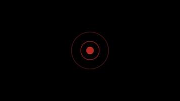 röd, vit, svart radar puls cirkel animation. mål läser in vågor med alfa kanal på transparent bakgrund, looping signal krusning effekt för ui, varna, övervakning, teknologi, hud, gränssnitt video
