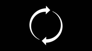 Looping rotation animation of two white, red, black arrows forming circular cycle on transparent background with alpha channel, seamless motion graphic for interface, loading, process, workflow design video