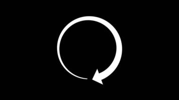 looping rotation animering av vit, röd, svart pilar formning en cirkulär cykel på transparent bakgrund med alfa kanal, sömlös rörelse grafisk för gränssnitt, läser in, bearbeta, arbetsflöde design video