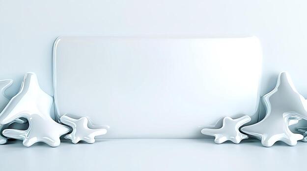 Minimalist white background with abstract shapes creating a serene and modern atmosphere photo