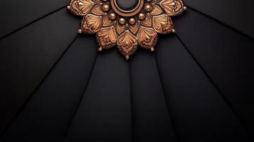 Ornate bronze floral design on black textured background, suitable for elegant decor projects photo