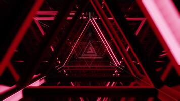 triângulo espelhado túnel com vermelho sangue colori vj ciclo fundo para festa video