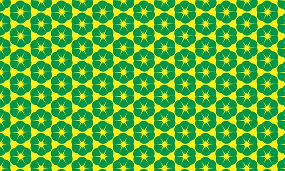 Green illustration of a seamless retro pattern with a floral texture on a yellow background vector