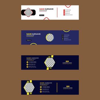 Modern Email Signature Design in a Bundle of Four. Creative Layout Display for Promotion. vector