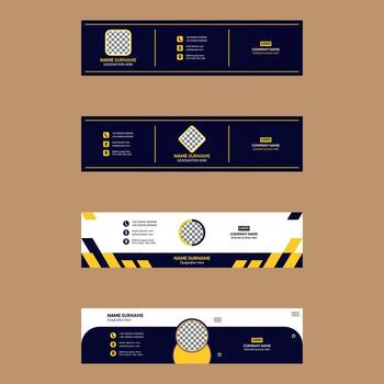 Modern Email Signature Design in a Bundle of Four. Abstract Layout Display for Promotion. vector