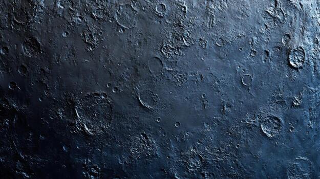 Dark blue cratered surface texture. . photo