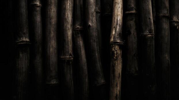 Dark bamboo stalks texture background with natural wood grain and subtle color variations photo