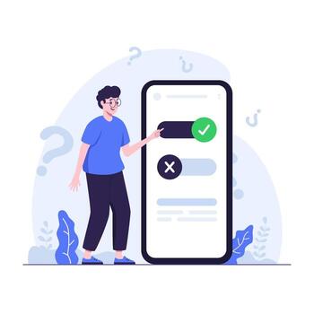 Man selects toggle in app vector