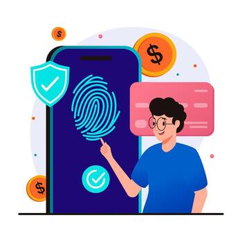 Mobile payment with fingerprint security feature vector