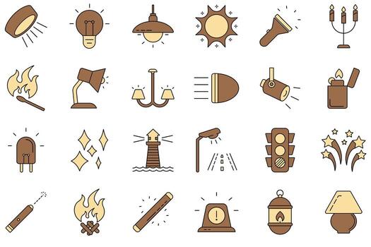 Light icons . Set of editable stroke icons.Set of Light vector