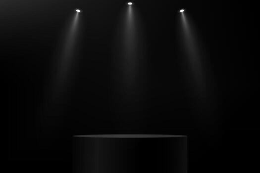 Black background 3d with podium Empty room with light effect space for selling products on the website. illustration. vector