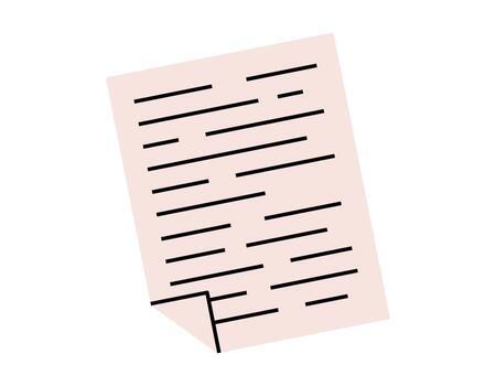 Hand drawn cute cartoon illustration of paper document with text. Flat computer file sticker doodle. Make a plan. Todo list icon. Digital interface concept. Data organization. Isolated. vector