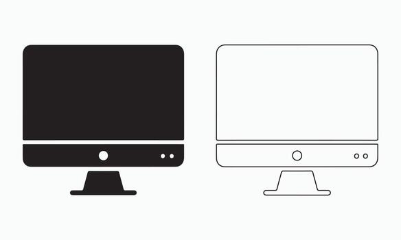 a Computer Monitor in Solid and Outline Styles icons vector