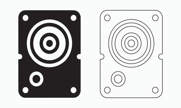 a Hard Disk Drive HDD in Solid and Outline Styles vector