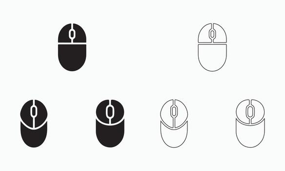 conjunto de computadora ratón íconos en negro y blanco describir. vector