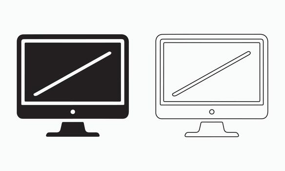 a Computer Monitor in Solid and Outline Styles vector