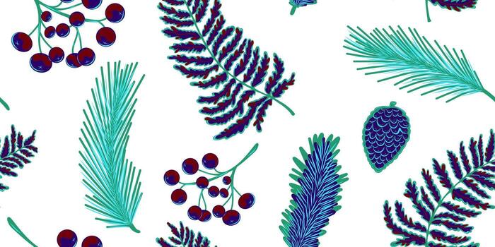 un modelo con pino conos y bayas vector