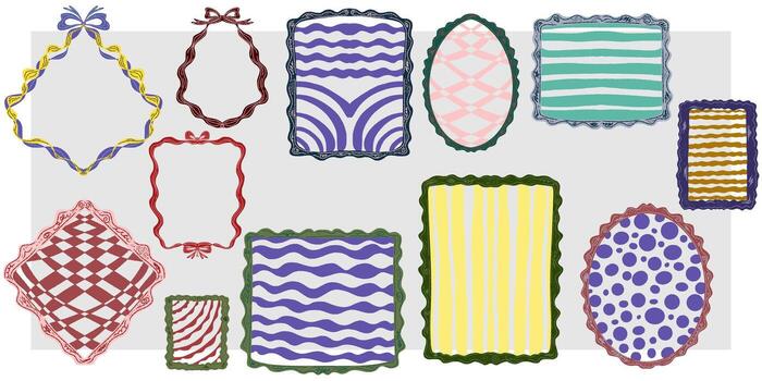 a set of colorful frames with different designs vector