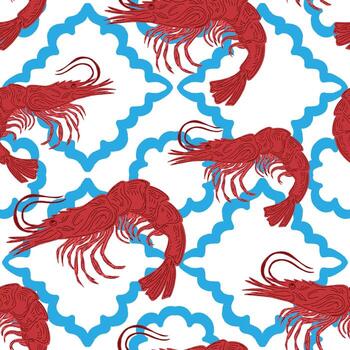 a pattern with shrimp on it vector