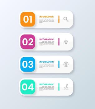 Infographic process steps with icons and numbers for business and marketing. vector