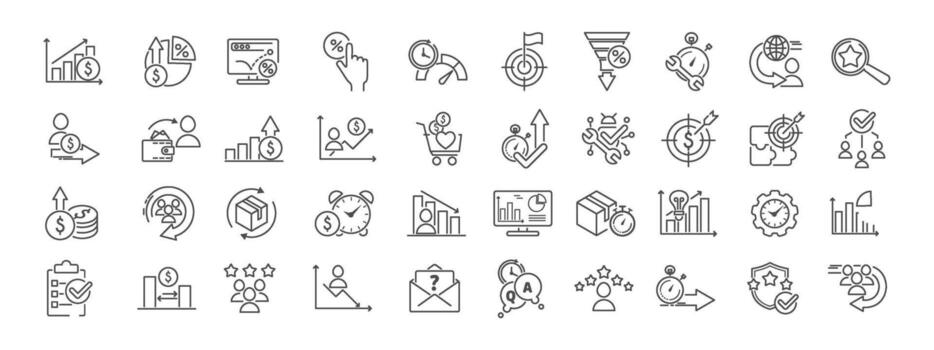 Financial Metrics Icon set with Revenue, Conversion and Growth Indicators. . Editable Stroke. vector