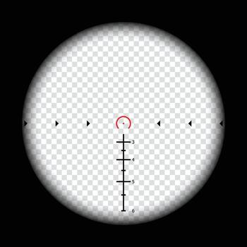 Realistic rifle optical sight view. sniper sight with measurement marks. sniper scope crosshairs template vector