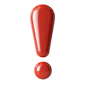 ein glänzend rot Ausruf Punkt mit ein glatt poliert Oberfläche steht aus gegen ein symbolisieren Betonung und Alarmierung Beachtung png