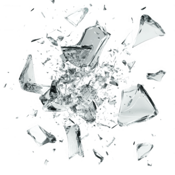 verbrijzeld glas stukken verspreide dynamisch, creëren opvallend zichtbaar effect. scherp scherven reflecteren licht, verbeteren dramatisch gevolg van gebroken glas png