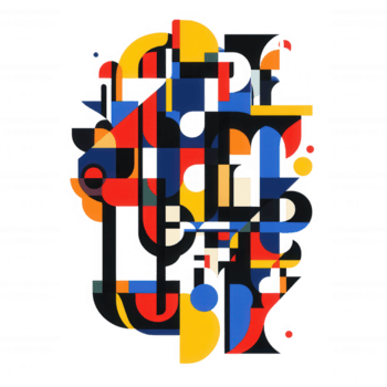 grassetto e colorato astratto composizione con geometrico forme e lettere nel moderno design. vivace colori creare dinamico visivo impatto, evocando creatività e artistico espressione png