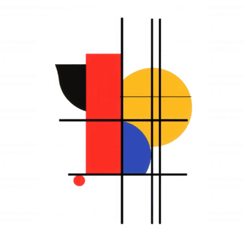 minimalista astratto design con geometrico forme nel rosso, giallo, blu, e nero. composizione include griglia disposizione, la creazione di moderno e artistico sentire png