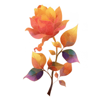 vibrerande och konstnärlig representation av reste sig, terar invecklad mönster och blandning av värma färger. löv komplement blomma skönhet, skapande harmonisk och förtjusande natur element png