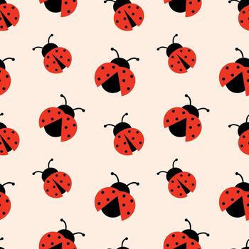 Seamless pattern with ladybugs. Pattern with ladybird. Summer bug design for wrapping paper, kids products and textiles. vector