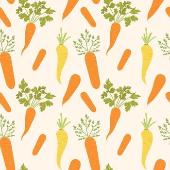 Seamless pattern with orange and yellow carrots. Pattern with fresh vegetables. Perfect for textiles, decor, wrapping paper, summer and autumn projects. vector