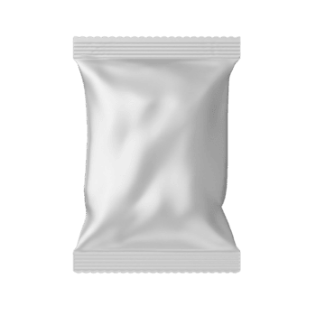 Shiny blank foil package isolated on transparent background for food or snack png