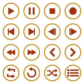 medios de comunicación controlar íconos conjunto plano diseño ui botones vector