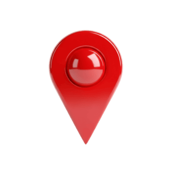 lucido rosso Posizione perno icona con un' delicato pendenza e un' riflessivo sfera a il superiore isolato su trasparente sfondo png