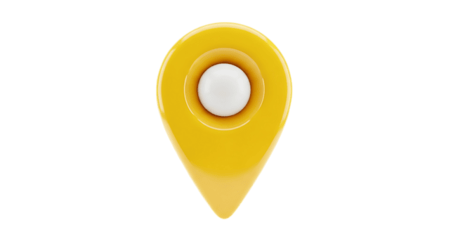 luminosa giallo Posizione perno icona con un' bianca centro isolato su un' trasparente sfondo per navigazione e Mappatura applicazioni isolato su trasparente sfondo png