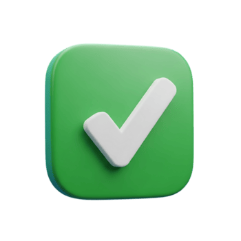 un' 3d reso verde segno di spunta icona con un' delicato ombra isolato su un' trasparente sfondo isolato su trasparente sfondo png