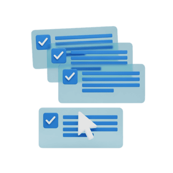 Digital checklist with checkboxes and cursor icon representing task completion and selection isolated on transparent background png