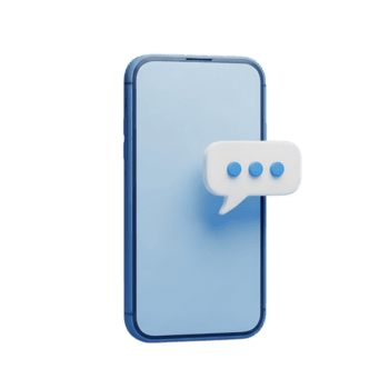 Modern smartphone displaying a chat bubble with typing indicator isolated on transparent background png