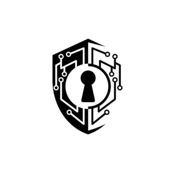 digital seguridad icono con ojo de cerradura y circuito tablero símbolo vector