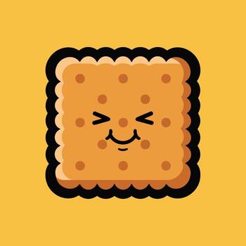 Happy Cracker Cartoon Character with Smiling Face on Yellow Background. vector