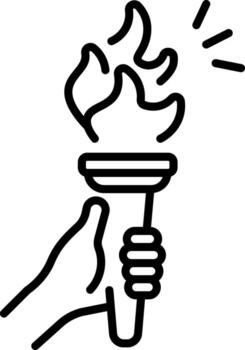 A line style icon showing flaming torch vector