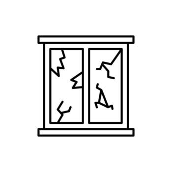 Broken Window Outline Icon for Graphic and Web Design, Apps, Adverts, Various Cards vector