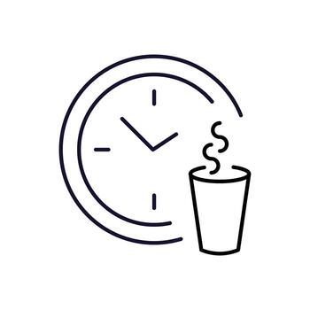 Coffee Time Outline Line Icon for Graphic and Web Design, Apps, Adverts, Various Cards vector